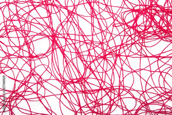 Obraz red threads on white background