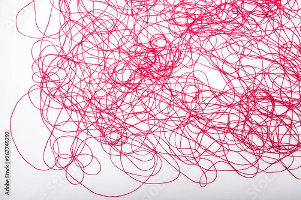 Fototapeta red threads on white background