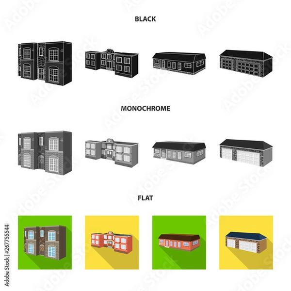 Fototapeta Isolated object of facade and housing sign. Collection of facade and infrastructure stock symbol for web.