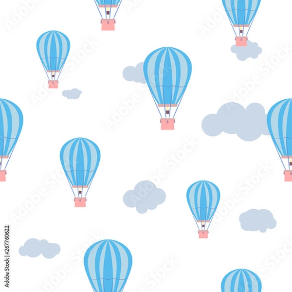 Fototapeta Blue balloon pattern on the background of clouds