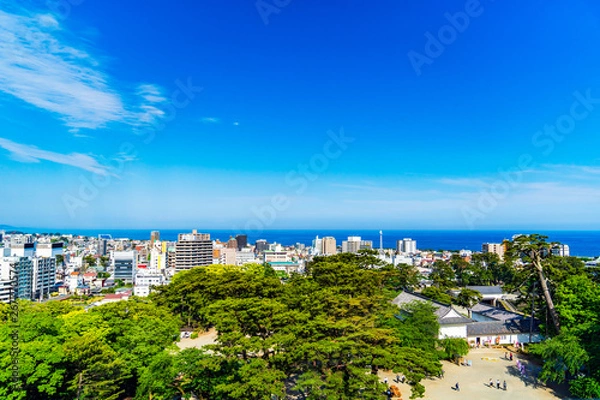 Obraz 小田原城から城下町と海を見る