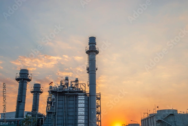 Obraz Natural gas combined cycle power plant and Turbine generator