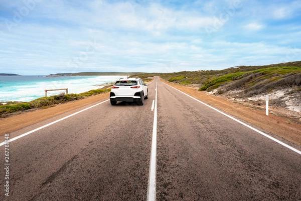 Fototapeta Car driving in Great Ocean Road in Victoria, Australia