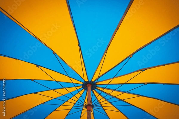 Obraz Multicolored vintage beach umbrellas