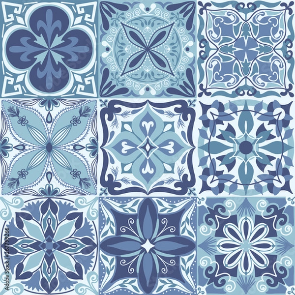 Fototapeta Vector Portuguese Azulejo Tiles Seamless Pattern Background