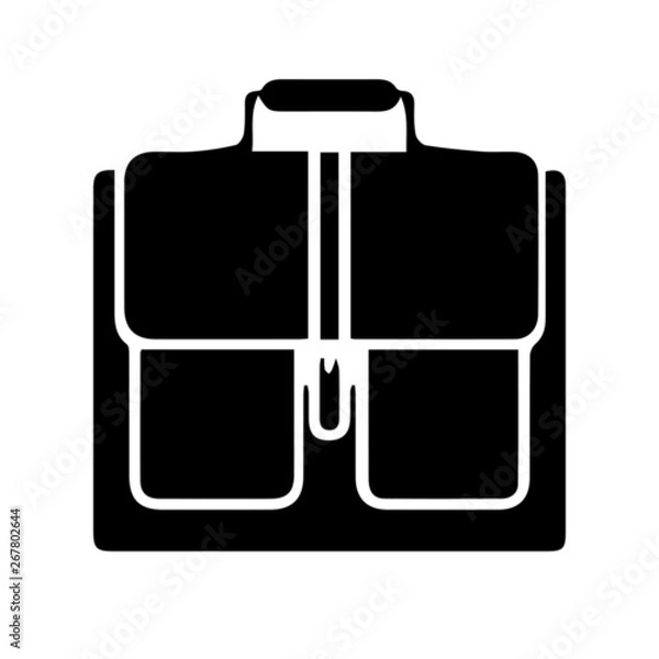 Fototapeta Black business briefcase on white background vector icon