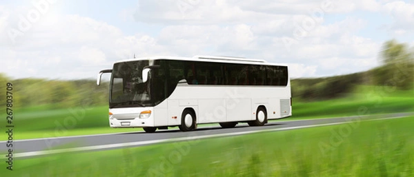 Obraz white bus on highway