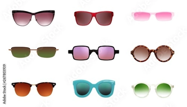 Fototapeta Set of sunglasses isolated on white background for applying on a portrait	