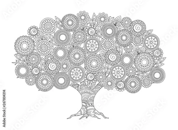 Obraz zen patterned apple tree with mandalas
