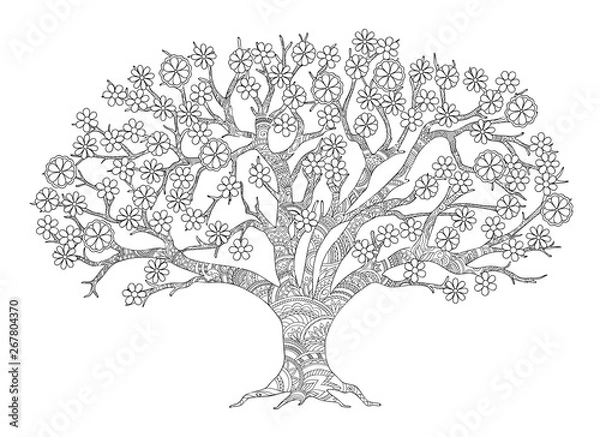 Obraz zen patterned apple tree with blossom