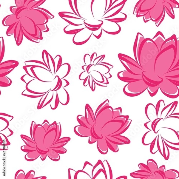 Obraz Lotus flower seamless vector pattern