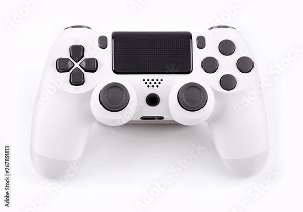 Fototapeta Joystick gaming controller isolated on white background , Video game console developed Interactive Entertainment