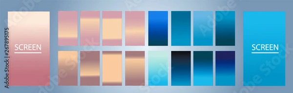 Fototapeta Vector EPS 10 Gradient Set. Different colors. Modern Smartphone screen, mobile app Template. Design for Wallpaper, background, banner, flyer, Social media post. 