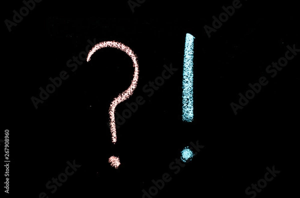 Obraz  exclamation and question marks on chalkboard