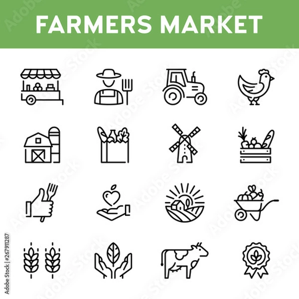 Obraz Vector Farmers Market Icon Set