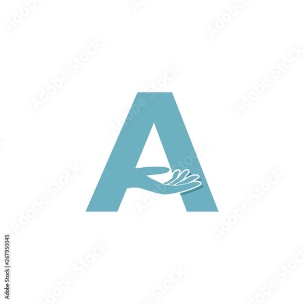 Fototapeta Creative letter A with hand logo design template