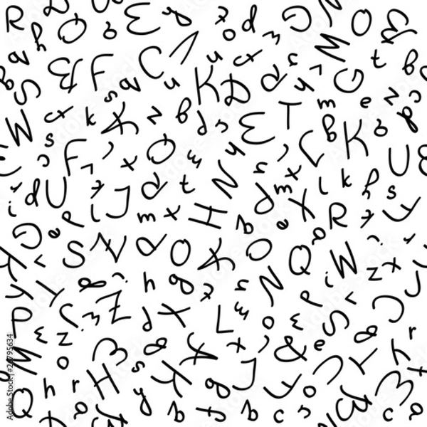 Fototapeta seamless background made of letters on the white paper