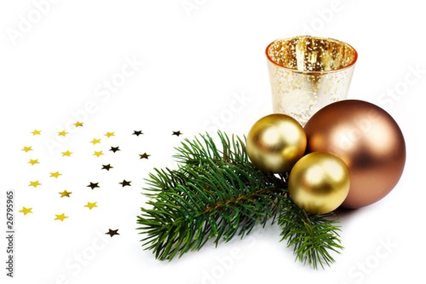 Obraz Christmas decorations on white background.