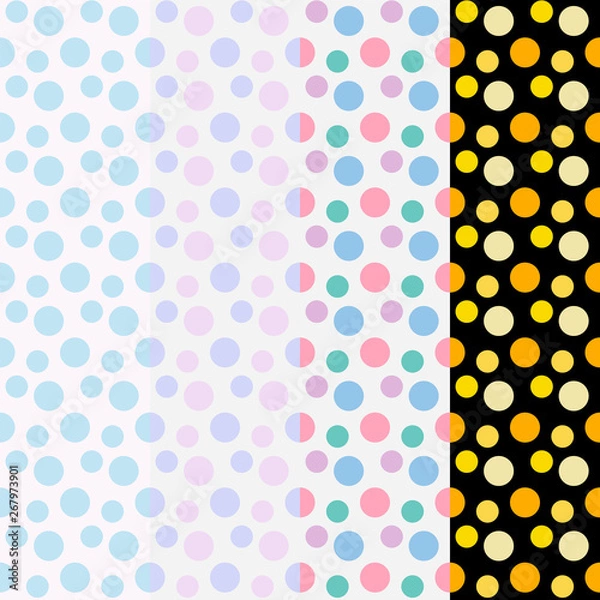 Obraz 4 style seamless polka dots pattern