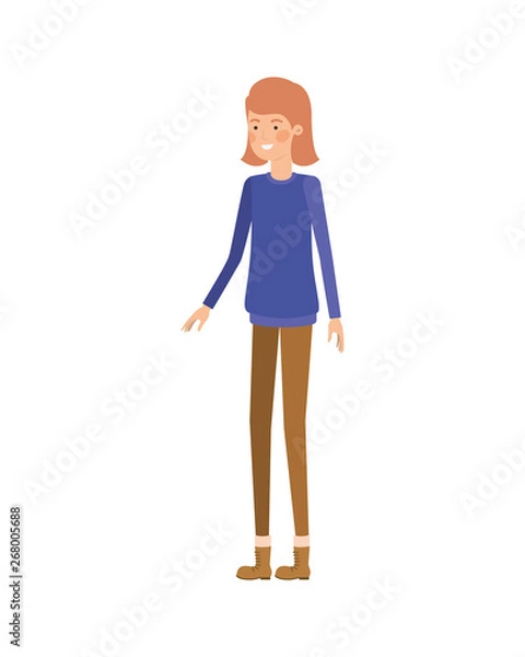 Obraz young woman in white background avatar character