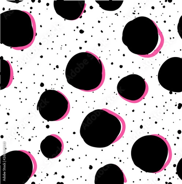 Fototapeta seamless pattern with dots . Vector freehand drawing . Designer blank.  Paint spots.
