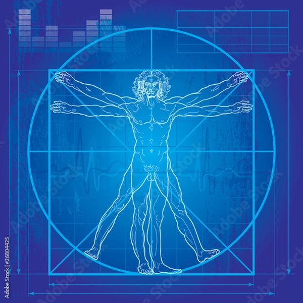 Fototapeta The Vitruvian Man (wersja Blueprint)