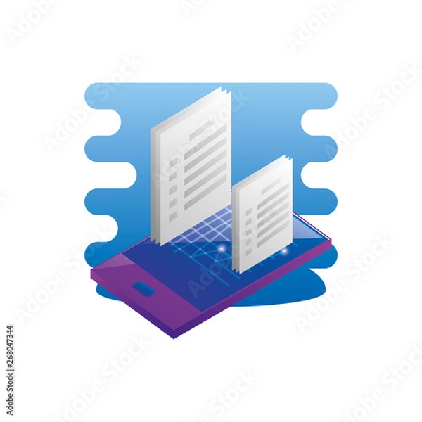 Fototapeta smartphone device with documents files