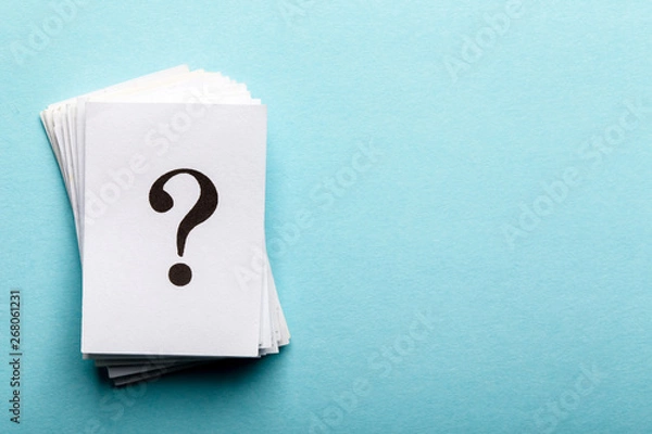 Obraz Question mark heap with copy space for confusion question or solution concept