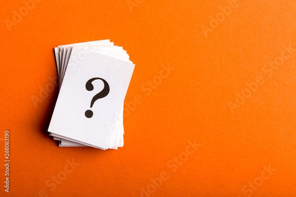 Fototapeta Question mark heap with copy space for confusion question or solution concept