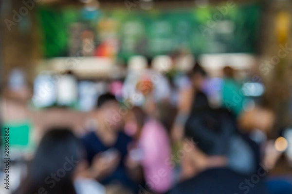 Fototapeta Blurred coffee shop background with vintage effect