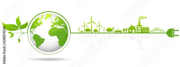 Obraz Ecology concept and Environmental ,Banner design elements for sustainable energy development, Vector illustration