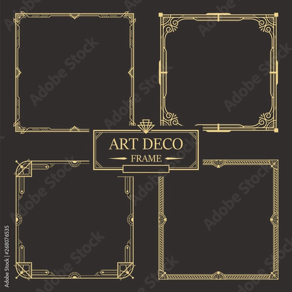 Fototapeta Art deco border and frame set vector