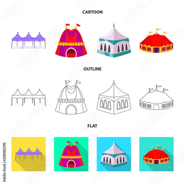 Obraz Isolated object of roof and folding sign. Collection of roof and architecture vector icon for stock.