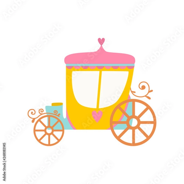 Fototapeta Beautiful Princess Fairytale Carriage Cartoon Vector Illustration