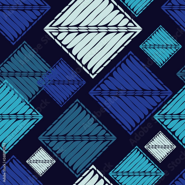 Fototapeta Ethnic boho seamless pattern. Embroidery on fabric. Patchwork texture. Weaving. Traditional ornament. Tribal pattern. Folk motif. Can be used for wallpaper, textile, invitation card, wrapping, web.
