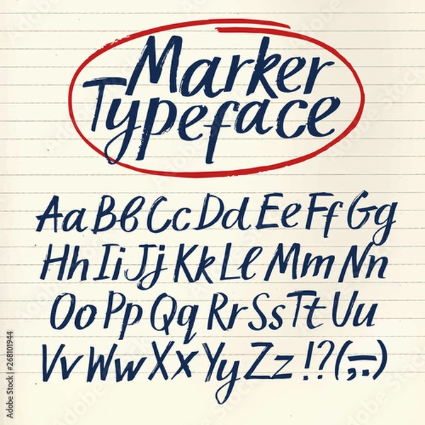 Fototapeta Marker hand drawn vector font