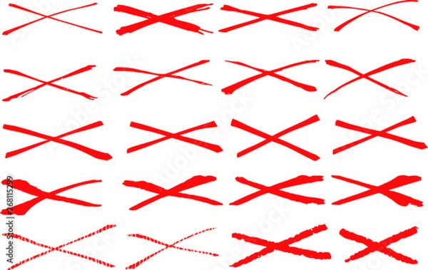 Fototapeta Red Horizontal cross mark set