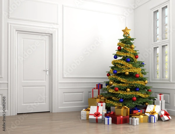 Obraz christmas tree in classic room