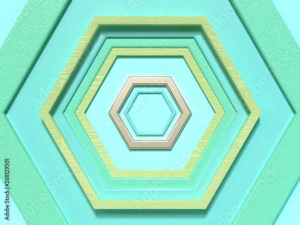 Fototapeta green scene flat lay abstract geometric shape pattern 3d rendering background/wallpaper