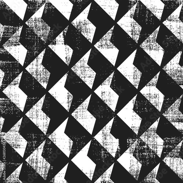 Obraz Grunge abstract geometric pattern. Square black and white backdrop.