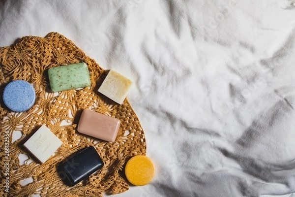 Obraz Shampoo bar with white background zero waste lifestyle