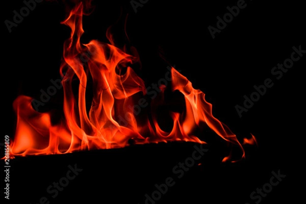 Obraz Blazing red flames on a black background