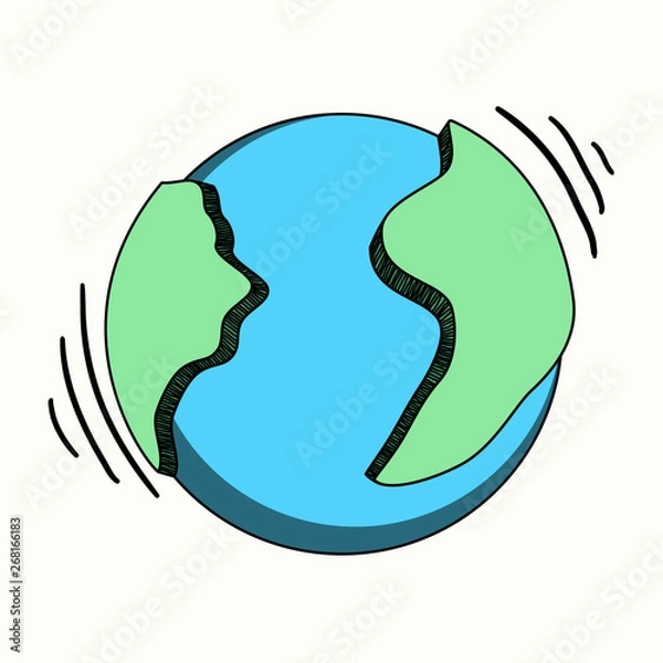 Obraz Doodle simple earth icon drawing vector 
