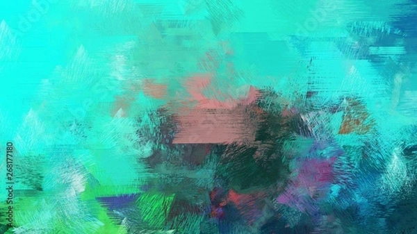 Fototapeta old brush strokes background with turquoise, dark slate gray and rosy brown colors. graphic can be used for wallpaper, cards, poster or creative fasion design elements