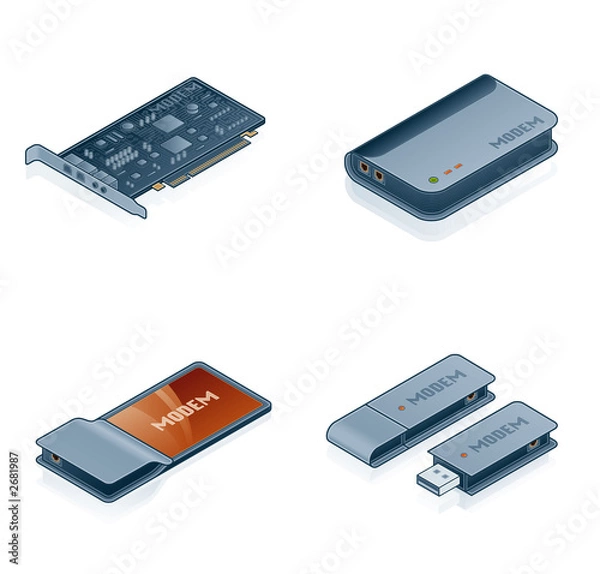 Obraz computer hardware icons set - design elements 55m