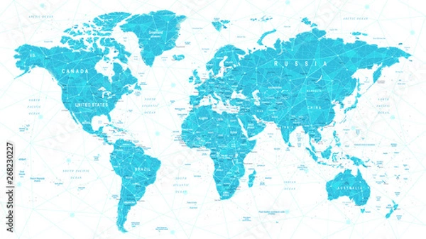 Fototapeta World Map Plexus - Global Technology and Business Connection