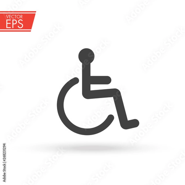 Fototapeta Disabled Handicap Icon. International wheelchair and Accessibility symbol. Invalid sign. Toilet disabled icon. Cripple outline symbol, dark on white background, logo editable, creative template.