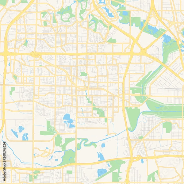 Fototapeta Empty vector map of Irving, Texas, USA