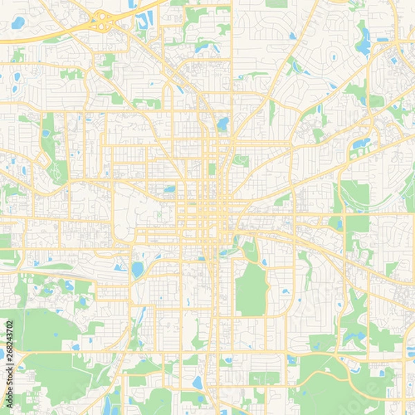 Fototapeta Empty vector map of Tallahassee, Florida, USA