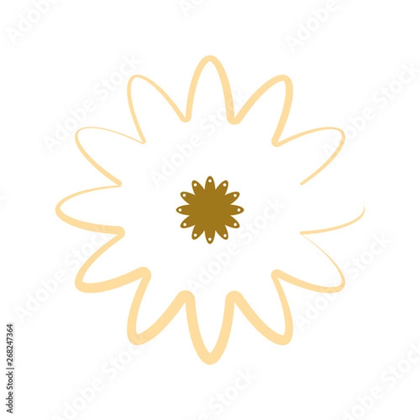 Fototapeta Isolated outline of a white flower - Vector